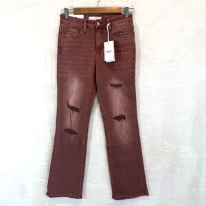 Vervet Jeans Skylar High Rise Boot Cut Dark Mauve Faded Stretch Sz 26